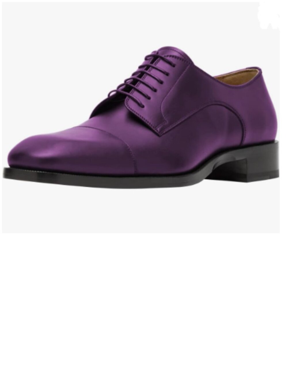Purple Men's Cap Toe Oxford Lace-up Low Stacked Heel Modern Wingtip Formal Shoes
